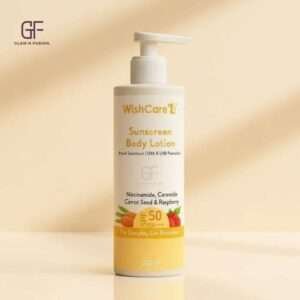 WishCare Sunscreen Body Lotion SPF 50 PA+++ with Niacinamide, Ceramide Carrot Seed and Raspberry (200ml)