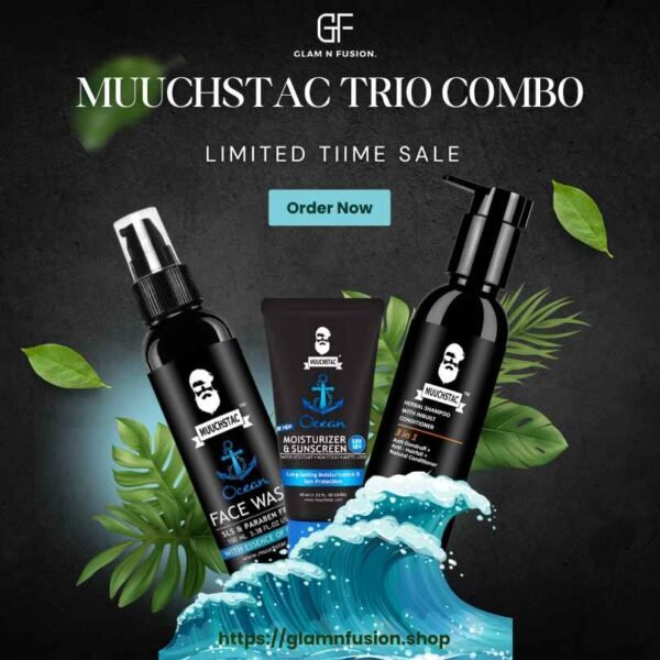 Muuchstac Grooming Essentials Combo – Moisturizer + Shampoo + Face Wash
