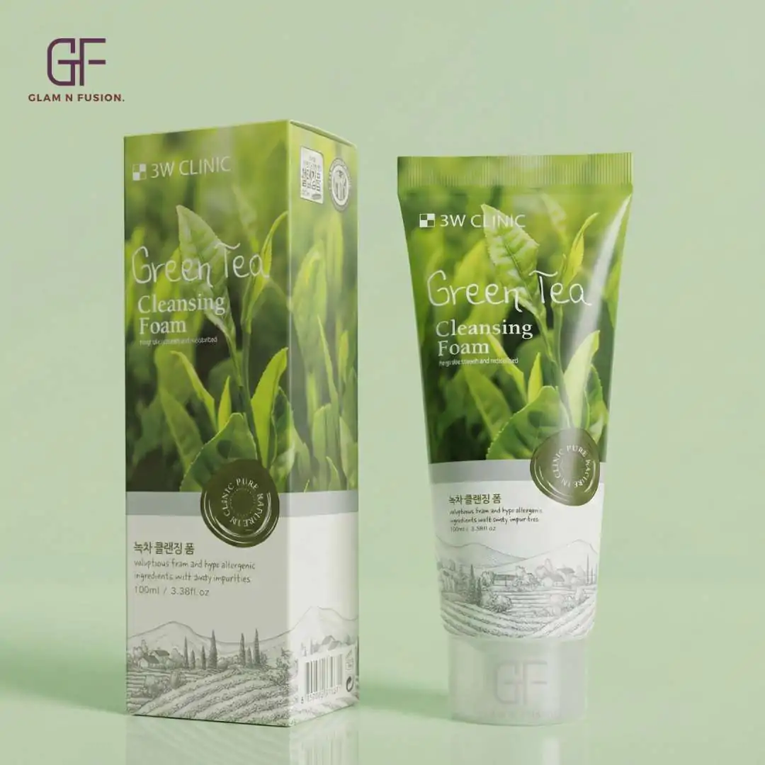 3W Clinic Green Tea Cleansing Foam 100ml (2)