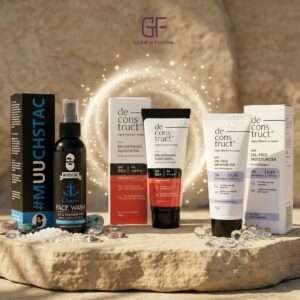 Mens Hassle Free Combo - Muuchstac Ocean Fcewash, DeContruct Brightening Sunscreen, DeConstruct OIil Free Moisturizer